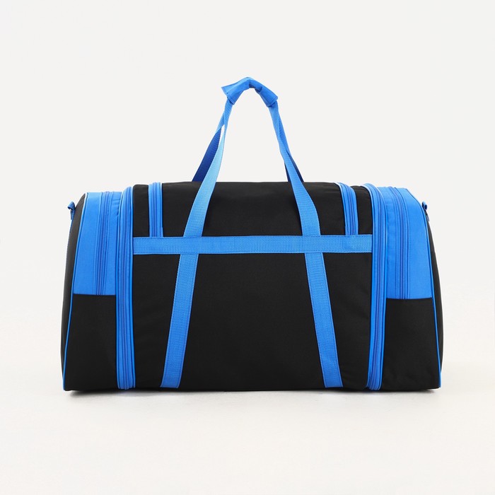 

Сумка дорожная на молнии, с увеличением, 3 наружных кармана, цвет чёрный/василёк