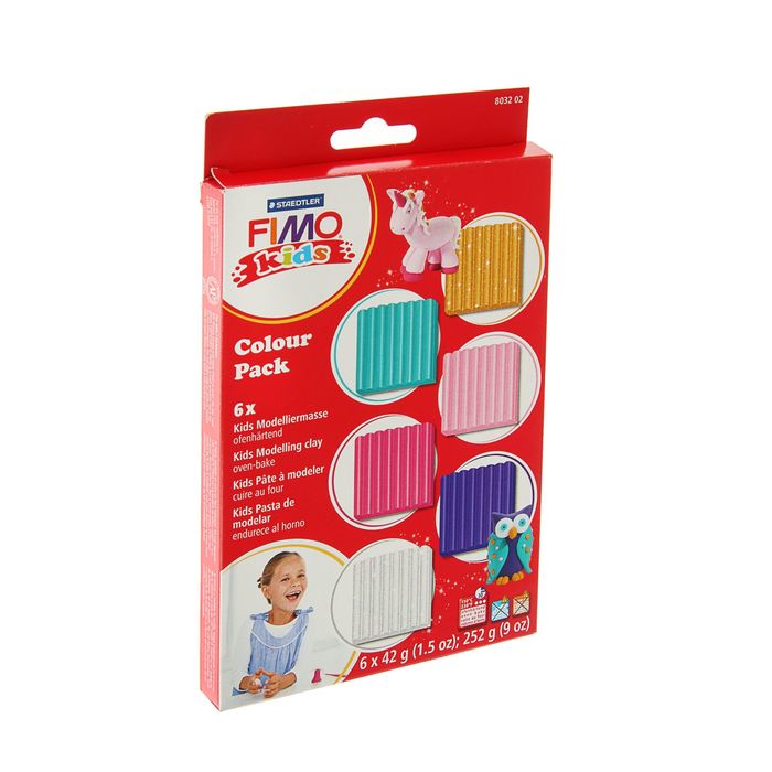 Полимерная глина запекаемая FIMO soft, набор 6 цветов по 42 г, половинчатые блоки