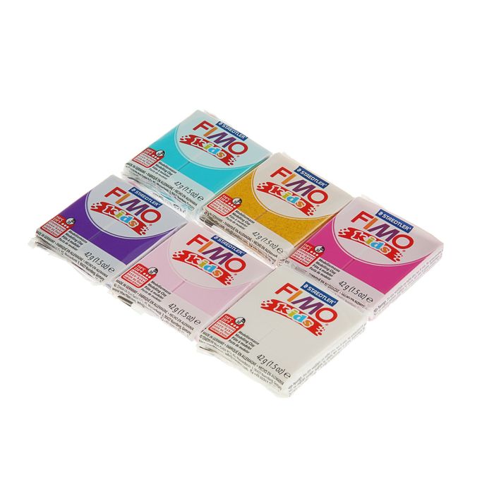 Полимерная глина запекаемая FIMO soft, набор 6 цветов по 42 г, половинчатые блоки