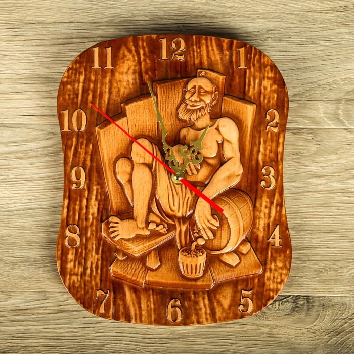 Часы настенные резные "Банщик"