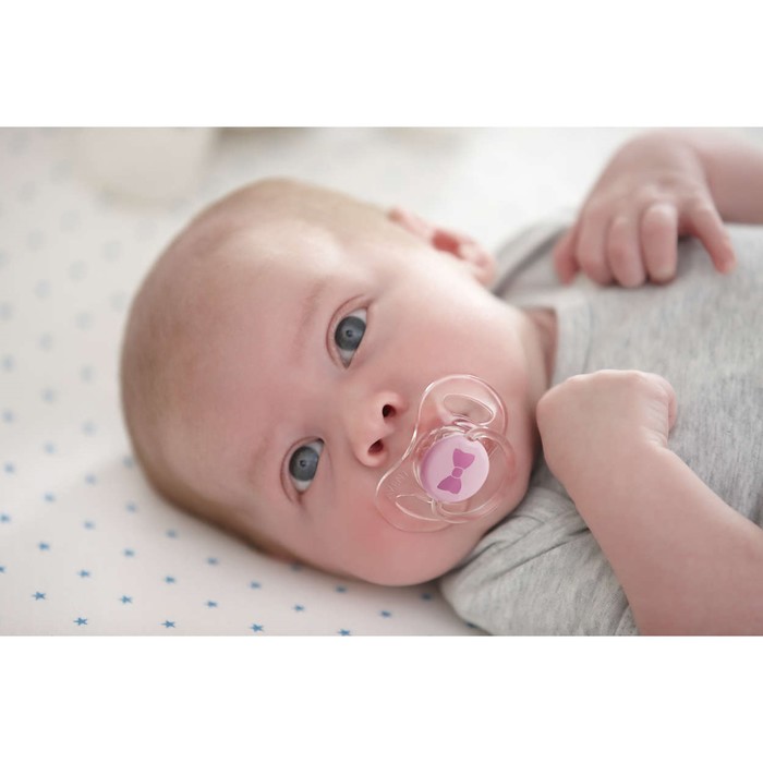Пустышка силиконовая ортодонтическая Mini, для девочек, от 0 до 2 мес.,набор 2 шт.