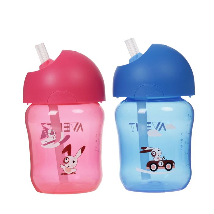 Чашка-поильник с трубочкой, 260 мл, от 12 мес., цвета МИКС