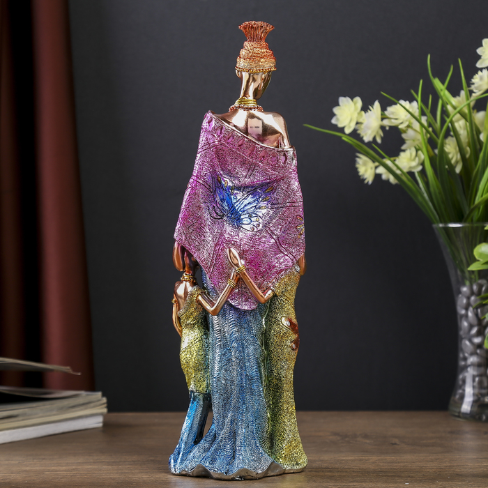 Сувенир "Африканка с детьми" (яркое платье)