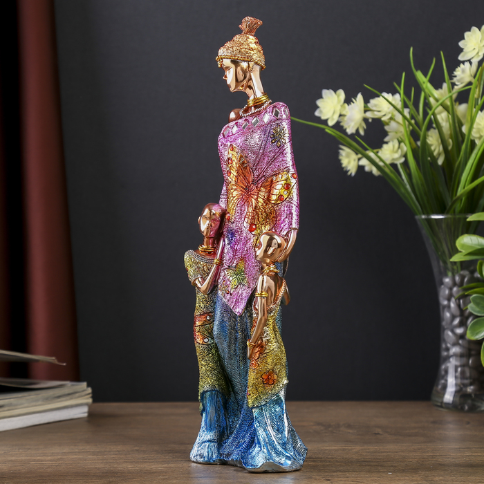 Сувенир "Африканка с детьми" (яркое платье)