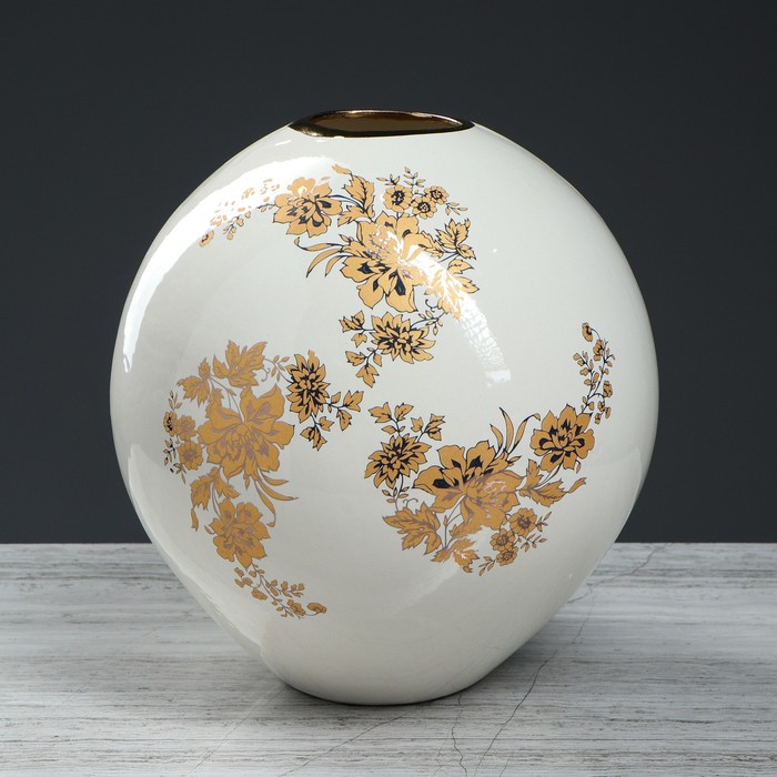 Ваза напольная "Шар" белый, деколь