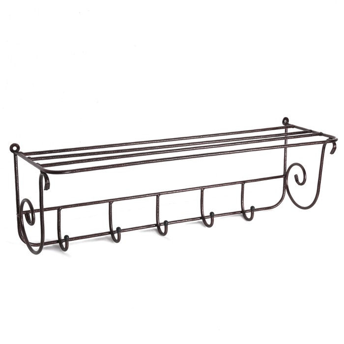 Вешалка настенная на 5 крючков "Стандарт" с полкой