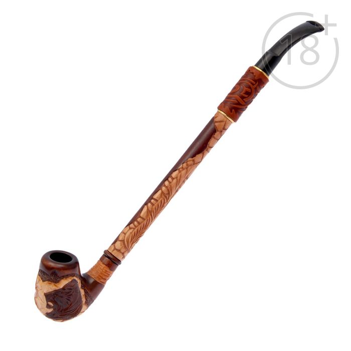 Трубка курительная "Гусар с кожей", лев с гривой на камнях