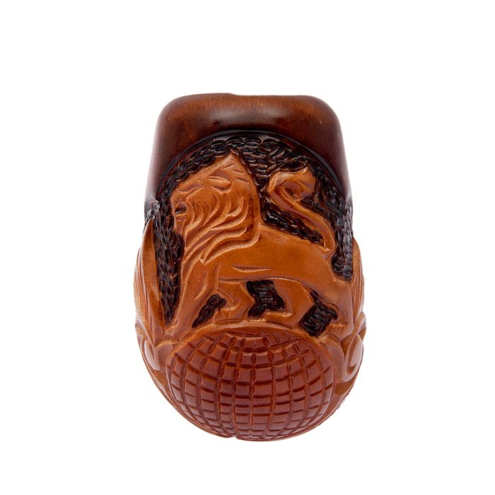 Трубка курительная "Гусар с кожей" лев на шаре