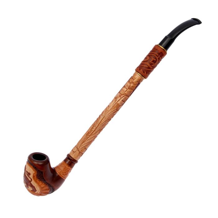 Трубка курительная "Гусар с кожей" лев на сетке