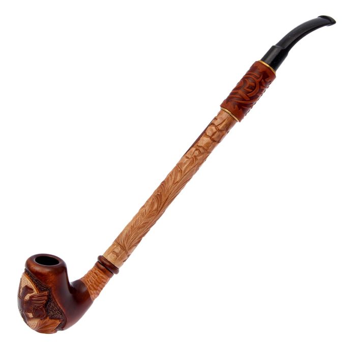 Трубка курительная "Гусар с кожей" российский орел