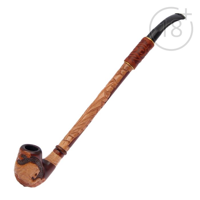 Трубка курительная "Гусар с кожей" кошка на дереве, большая