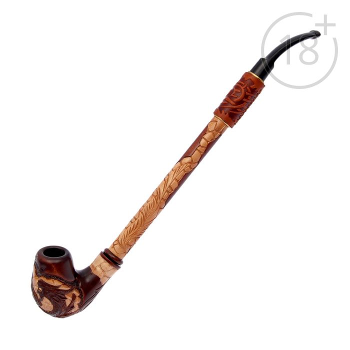 Трубка курительная "Гусар с кожей" дракон, на камнях
