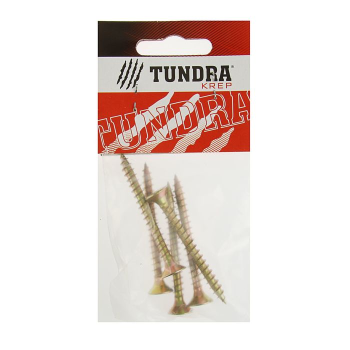 Саморезы универсальные TUNDRA krep, 6х60 мм, жёлтый цинк, потай, 5 шт.