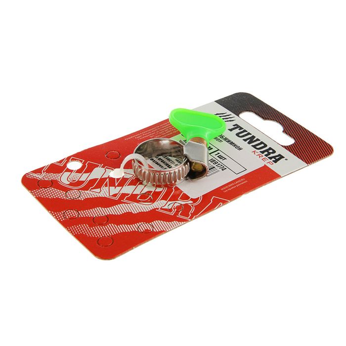 Хомут червячный с "барашком" TUNDRA krep, диаметр 12-22 мм, нержавеющая сталь