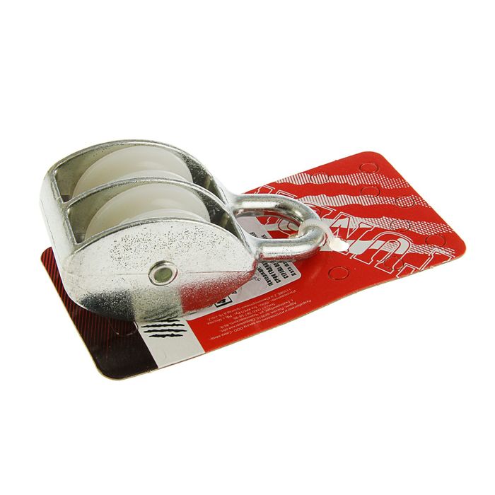 Блок для троса, двойной TUNDRA krep, оцинкованный, нейлоновый шкив, 40 мм