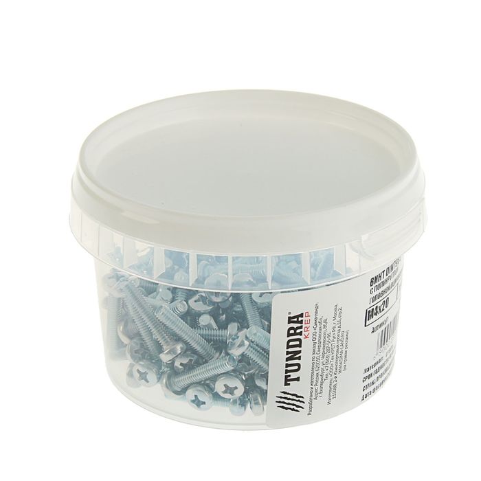 Винт с полукруглой головкой DIN7985 TUNDRA krep, оцинкованный, М4х20 мм, в упаковке 150 шт. 189192