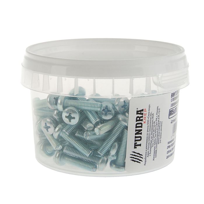 Винт с полукруглой головкой DIN7985 TUNDRA krep, оцинкованный, М5х20 мм, в упаковке 100 шт. 189192