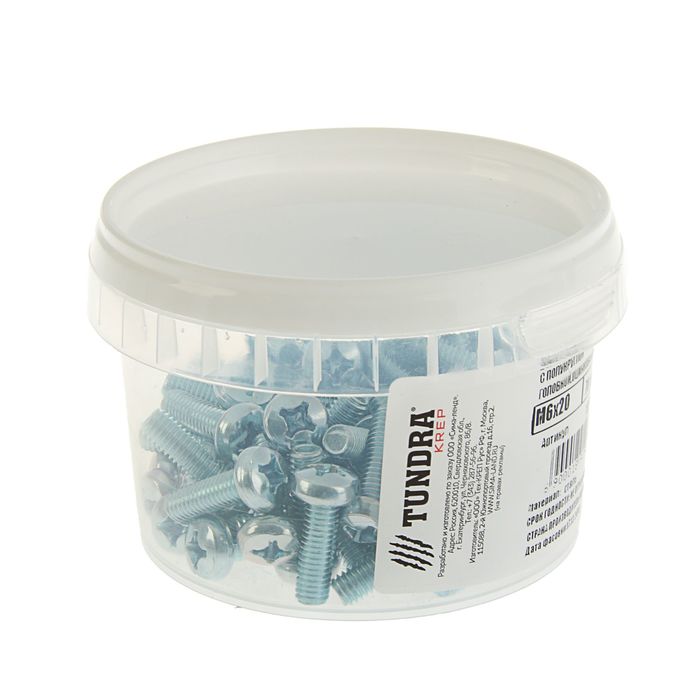 Винт с полукруглой головкой DIN7985 TUNDRA krep, оцинкованный, М6х20 мм, в упаковке 70 шт.
