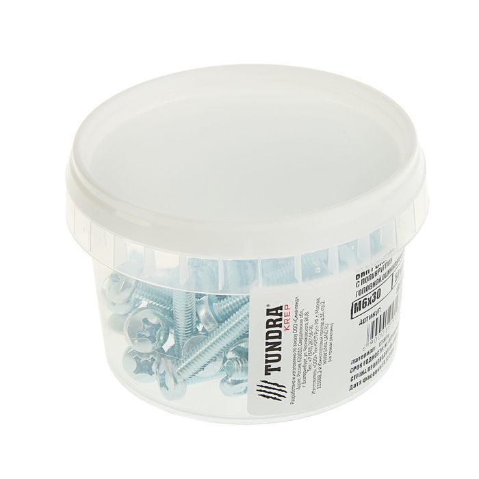 Винт с полукруглой головкой DIN7985 TUNDRA krep, оцинкованный, М6х30 мм, в упаковке 50 шт.