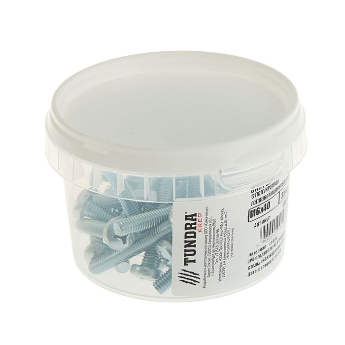 Винт с полукруглой головкой DIN7985 TUNDRA krep, оцинкованный, М6х40 мм, в упаковке 35 шт.