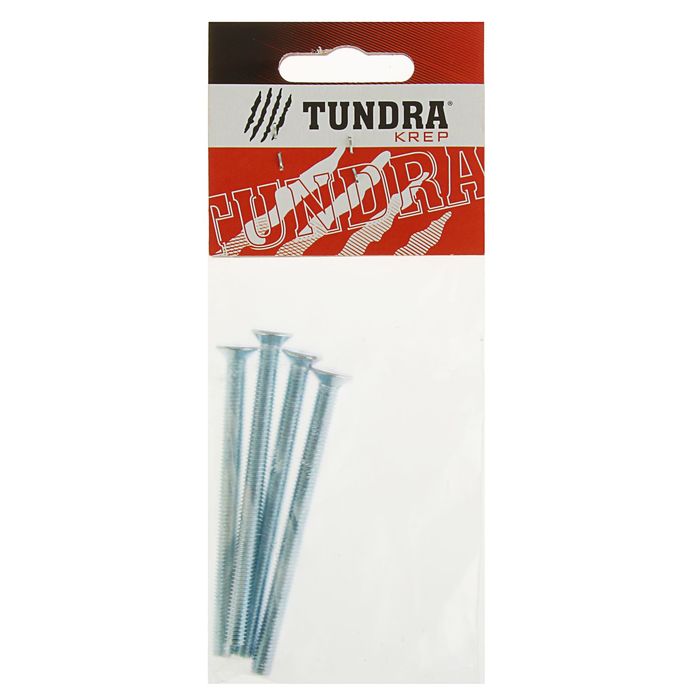 Винт DIN965 TUNDRA krep, с потайной головкой, оцинк. М6х80 мм, в пакете 4 шт.