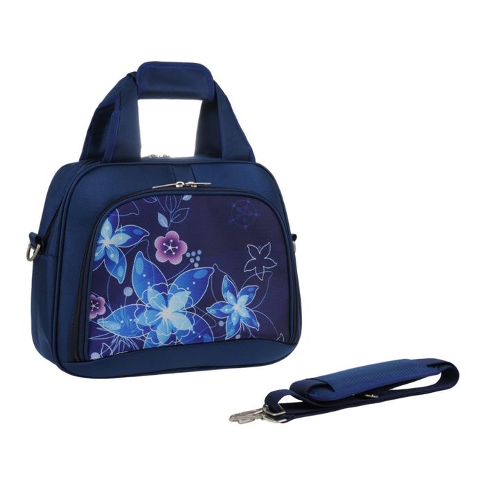 Сумка дорожная, 35 × 14,5 × 27,5 см, отделение на молнии, карман, ремень через плечо, цвет синий