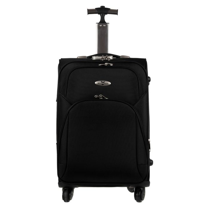 Чемодан на молнии, 1 отдел, кодовый замок, 2 наружных кармана, цвет чёрный