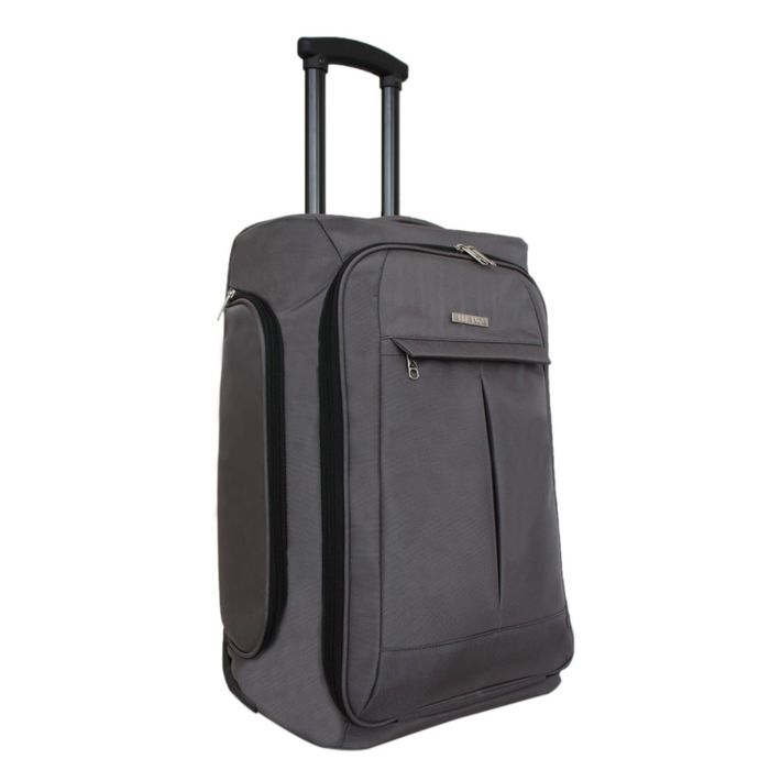 Чемодан на молнии, 1 отдел, 3 наружных кармана, цвет тёмно-серый