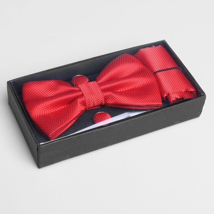 Набор джентльмена "Бабочка/платок/запонки" цвет красный