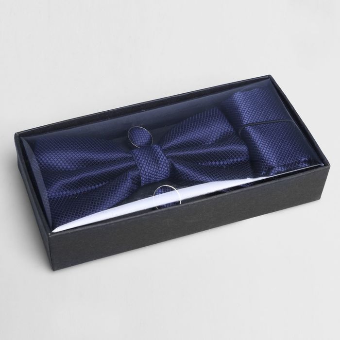 Набор джентльмена "Бабочка/платок/запонки" цвет синий