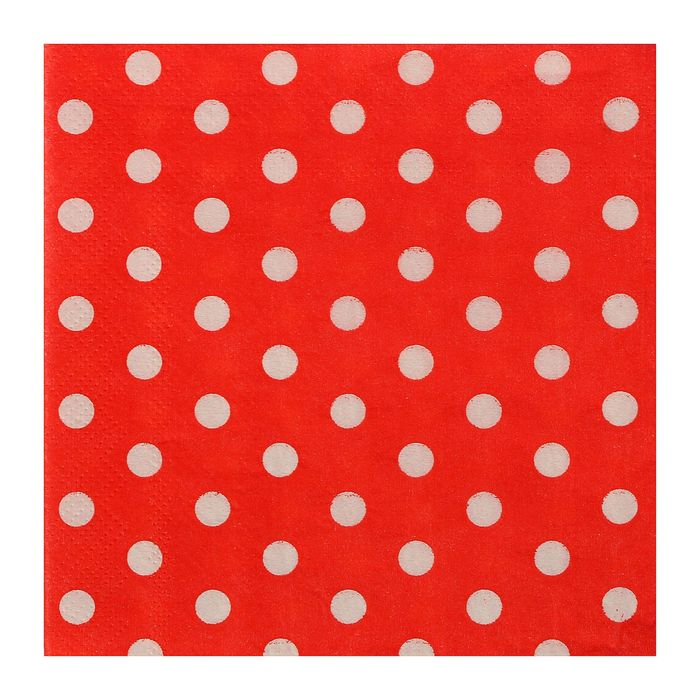 Салфетки бумажные 25*25 "Горох" красный цвет (набор 20 шт)