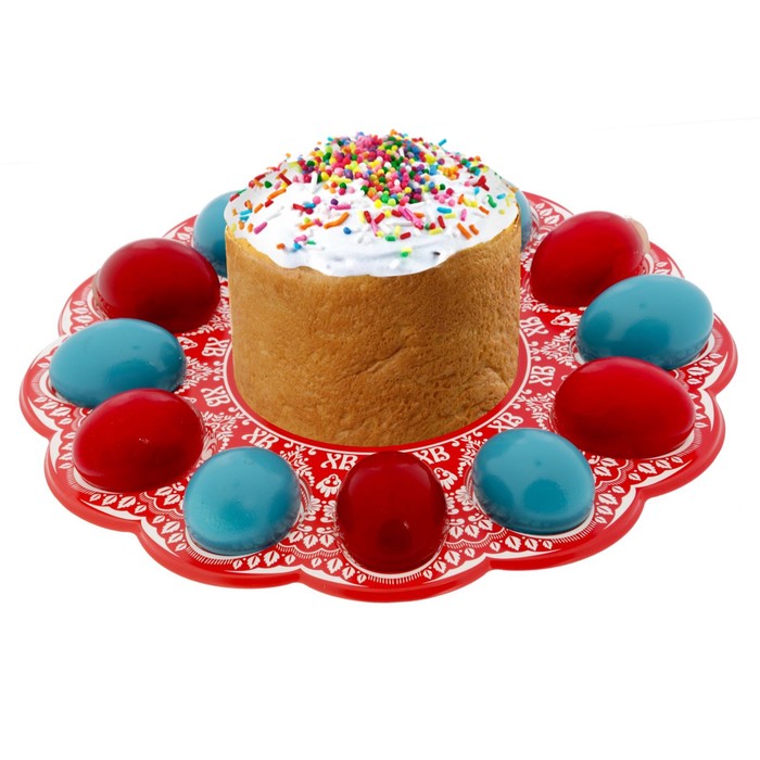 Пасхальная подставка на 12 яиц и кулич "Орнаментальная"