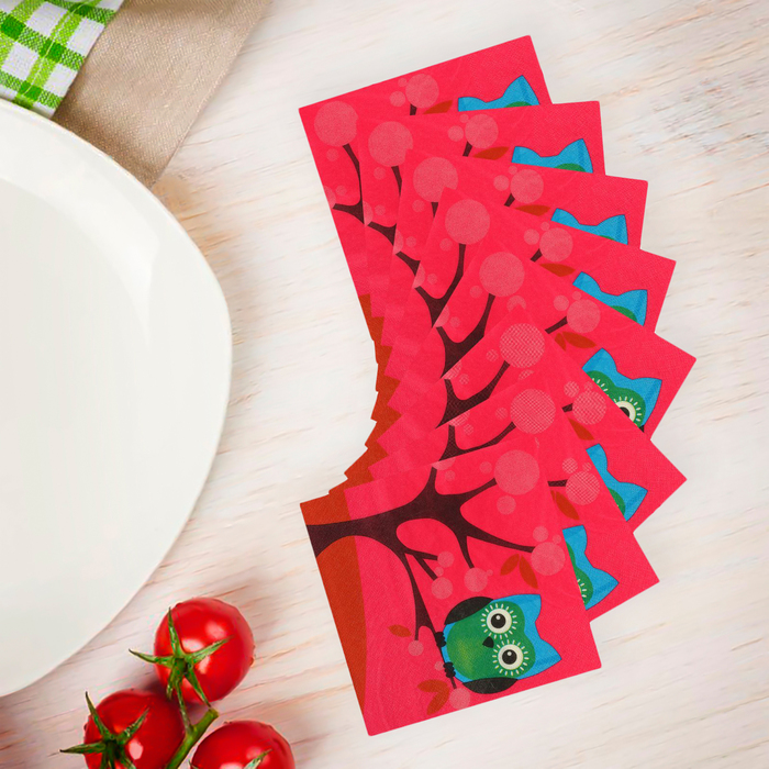 Салфетки бумажные "Сова на дереве", набор 20 шт., 33 × 33 см