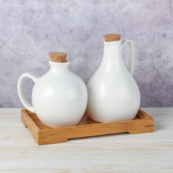 Набор для соуса и масла "Эстет" на подставке, 2 шт: для соуса 550 мл, для масла 600 мл