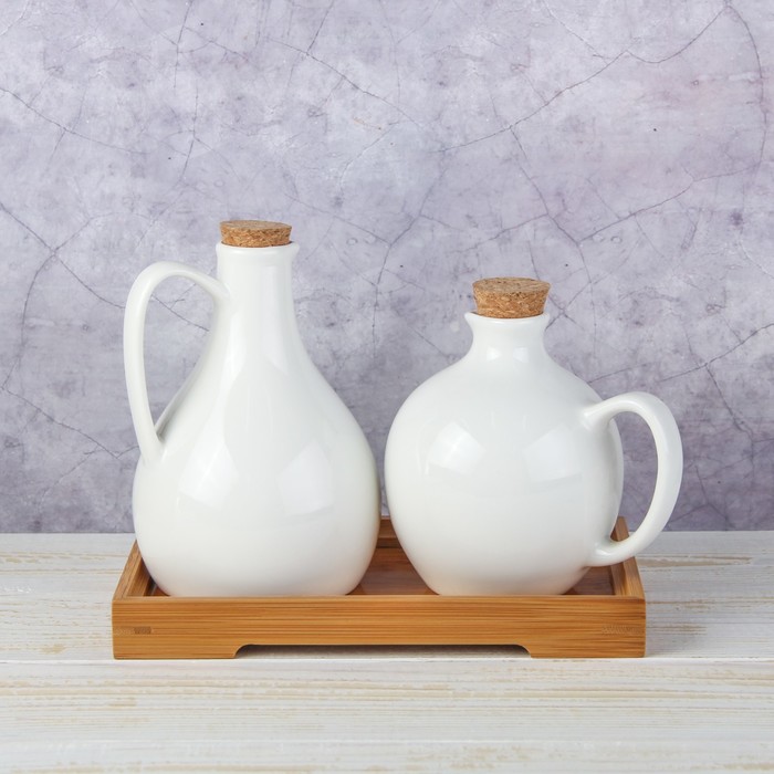 Набор для соуса и масла "Эстет" на подставке, 2 шт: для соуса 550 мл, для масла 600 мл