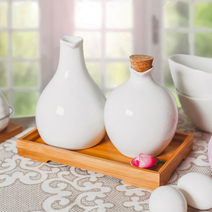 Набор для соуса и масла "Эстет" на подставке, 2 шт: для соуса 550 мл, для масла 600 мл