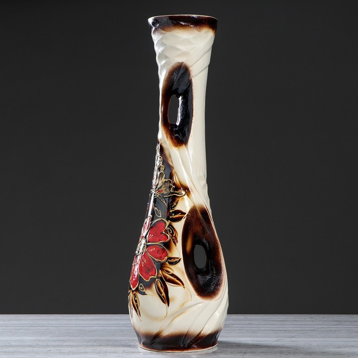 Ваза напольная "Нимфа" ангоб, цветы