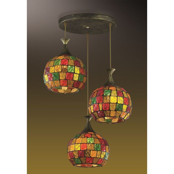 Люстра подвес "Вельют" 3х60Вт Е27 коричневый, мозаика