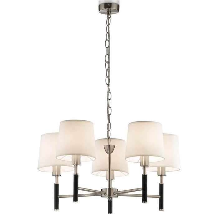 Люстра "Глен" 5 ламп (E14 40W 220V) никель/абажур/рогожка