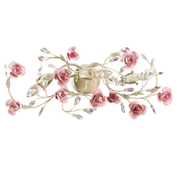 Бра "Оксония" 3 лампы (E14 40W 220V) бежевый/розовый/хрусталь