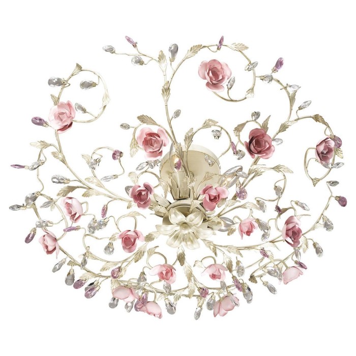 Люстра "Оксония" 5 ламп (E14 40W 220V) бежевый/розовый/хрусталь