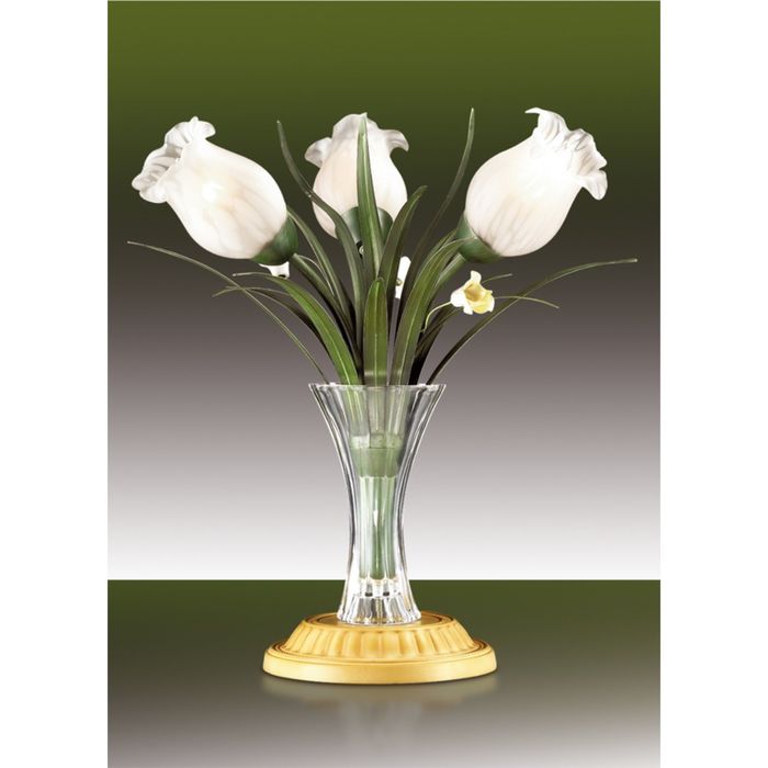 Настольная лампа "Мерида" 3 лампы (E14 40W 220V) бежевый/зеленый