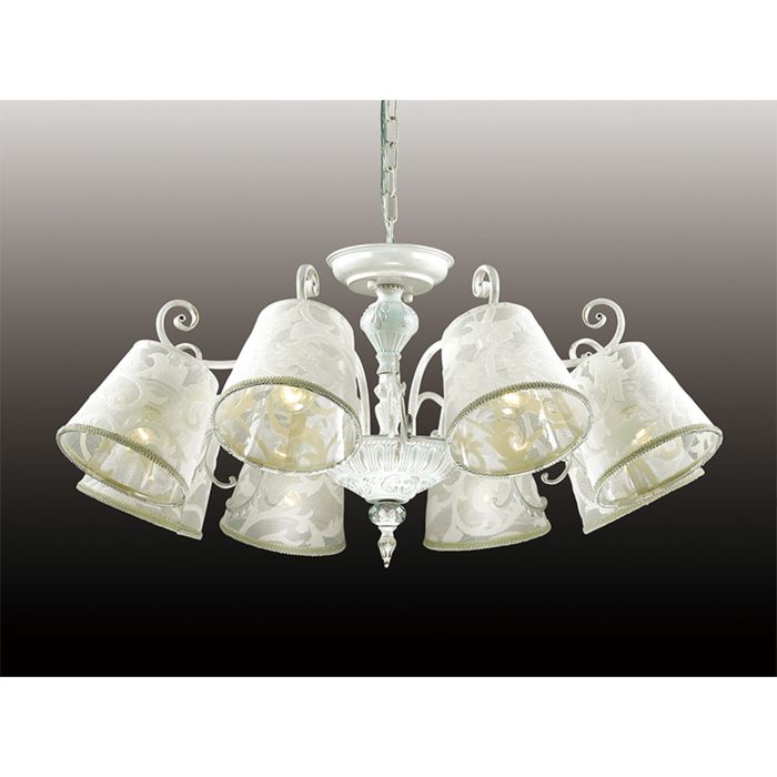 Люстра "Урика" 8 ламп (E14 60W 220V) белый/абажур ткань