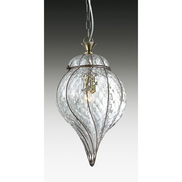 Люстра "Наргиз" 1 лампа (E14 60W 220V) бронзовый/стекло