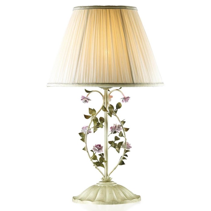 Настольная лампа "Тендер" 1 лампа (E27 60W 220V) беж/декор.цветы/абажур ткань