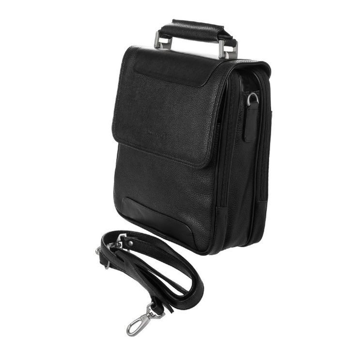 Планшет мужской, 24,6х11х29 см, 2 отделения на молнии, отделение на клапане, 2 кармана, регулировочный ремень, цвет чёрный