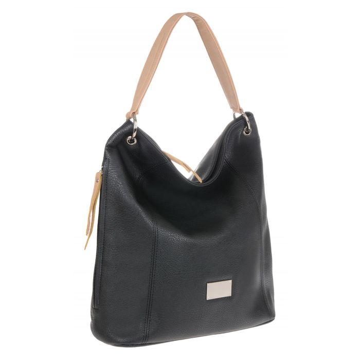 Сумка женская, отделение на молнии, 2 наружных кармана, цвет чёрный/бежевый