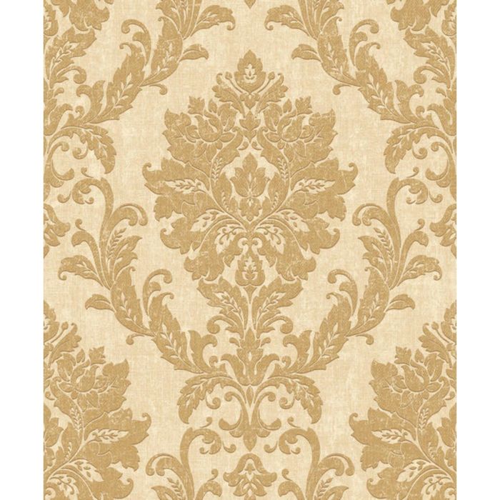 Обои флизелиновые IDECO 3102 VB,Villa Borghese,дамаск крупный золотой на песочном, 1,06х10 м 20266