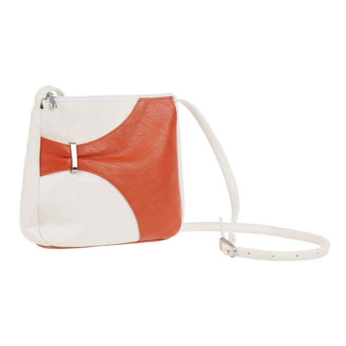 Сумка женская, отделение на молнии, наружный карман, регулируемый ремень, цвет бело-рыжий