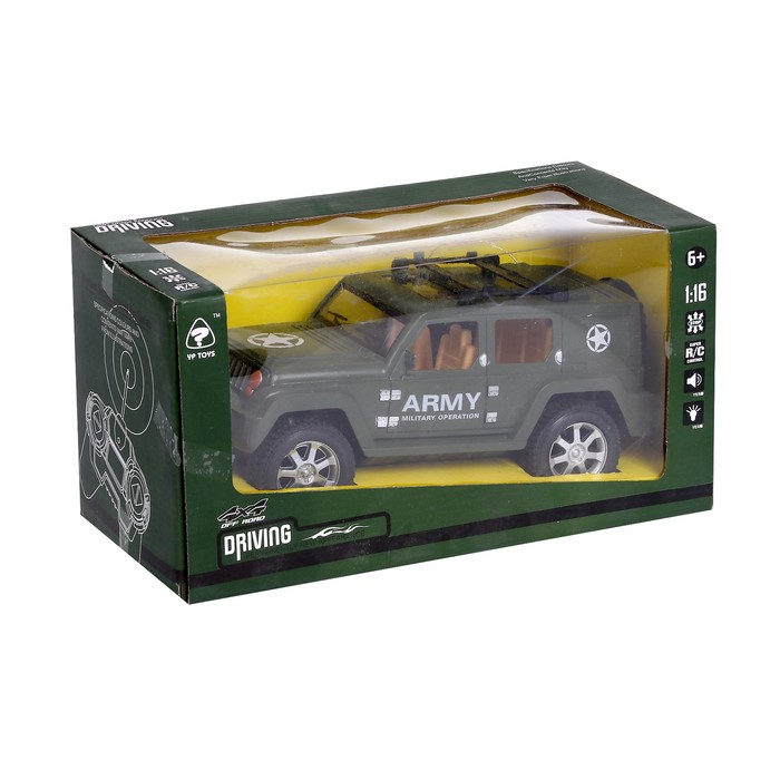 Машина радиоуправляемая "Военный джип", работает от батареек, масштаб 1:16